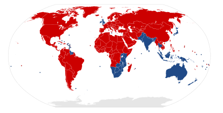 Weltkarte Links- und Rechtsverkehr
