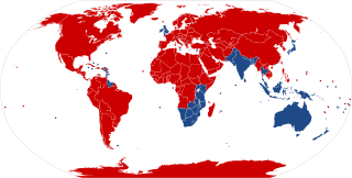 Weltkarte des Rechts- und Linksverkehrs